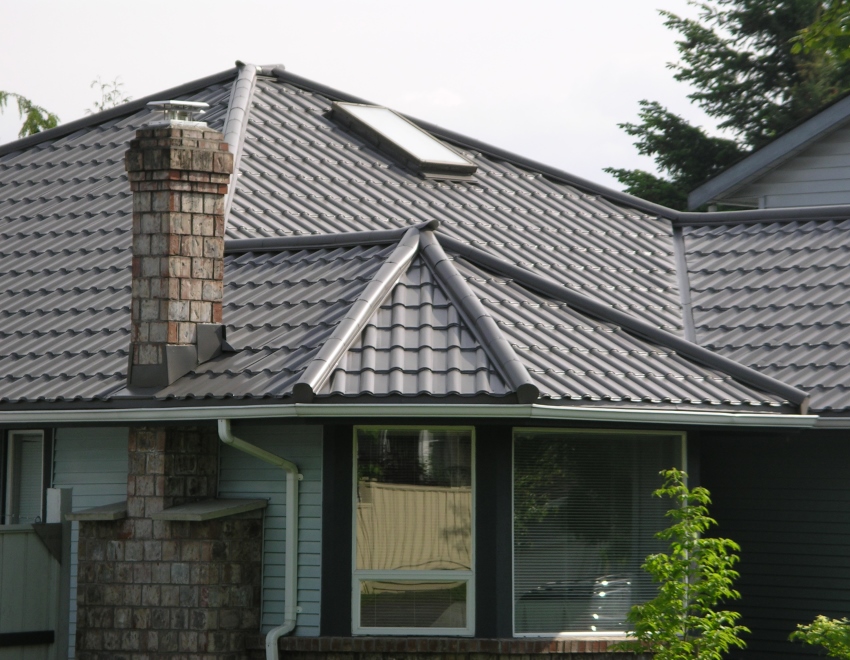 European Tile metal roofing installed on a home