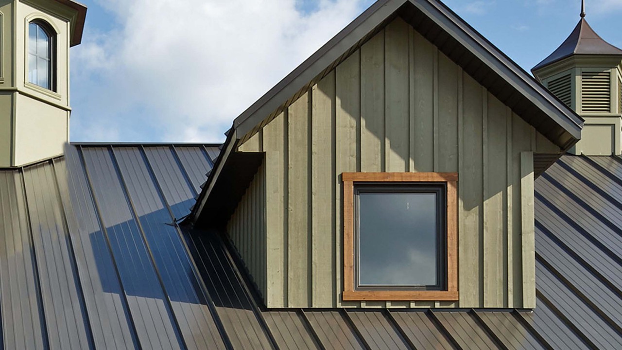 Architectural standing seam metal roofing detail